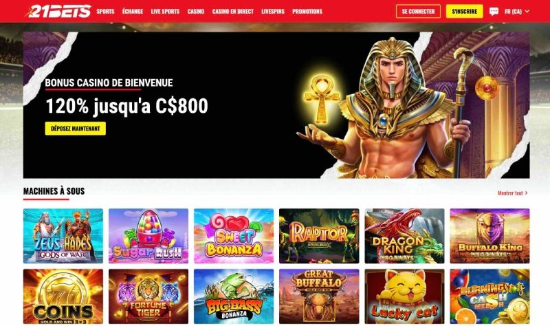 Page principale de 21 bets casino