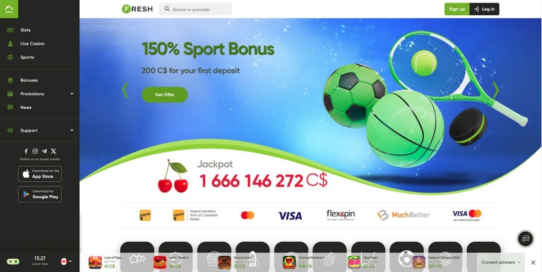 Screenshot of the initial step in the Fresh Casino registration process.