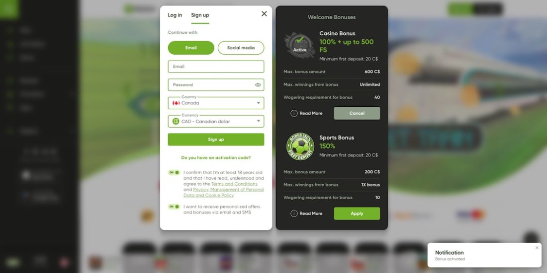 Screenshot of the third step in the Fresh Casino registration process.