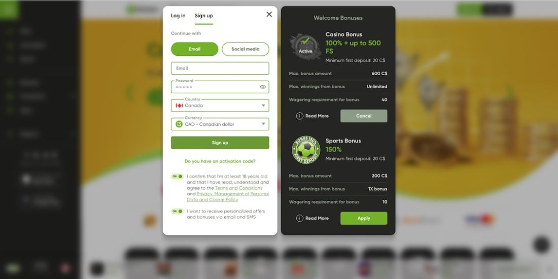 Screenshot of the fourth step in the Fresh Casino registration process.