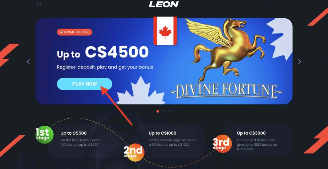 Leon Casino - Registration Process Step 1