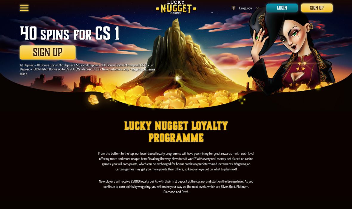 VIP program information page for Lucky Nugget Casino.