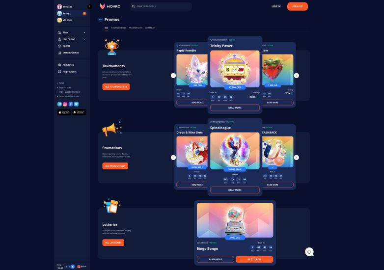 For sports enthusiasts, a sports welcome bonus of 300% up to C$350 can be obtained for the first three deposits of C$10 or more. The wagering requirement is 10x, and free bets can be placed on accumulator bets involving three or more events.