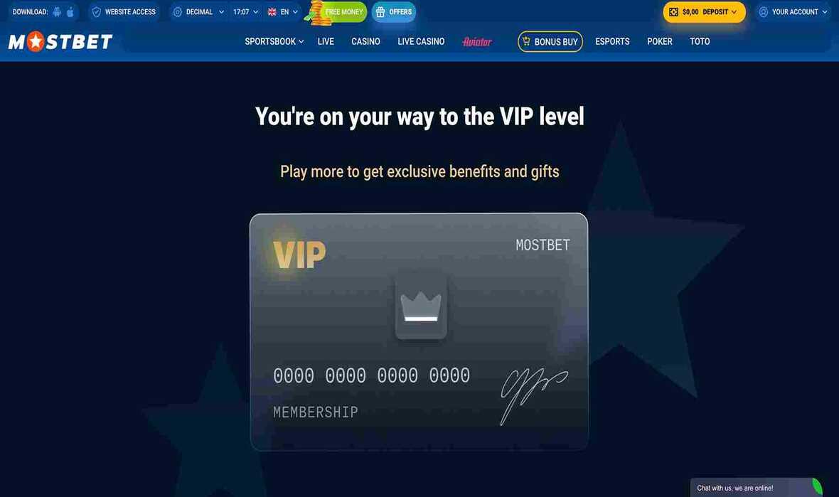 Mostbet casino VIP page