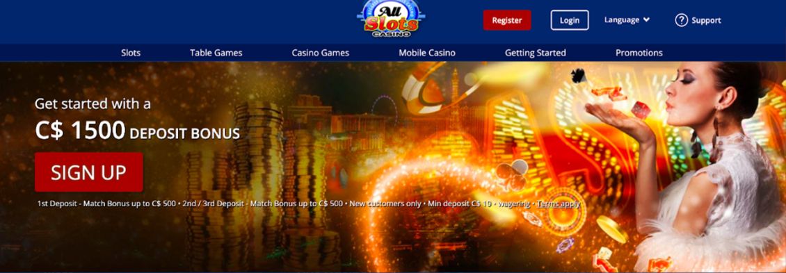 All Slots casino - step 1 of the registration procedure