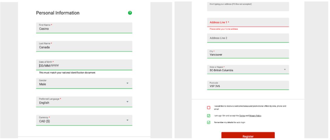 All Slots casino - step 4 of the registration procedure