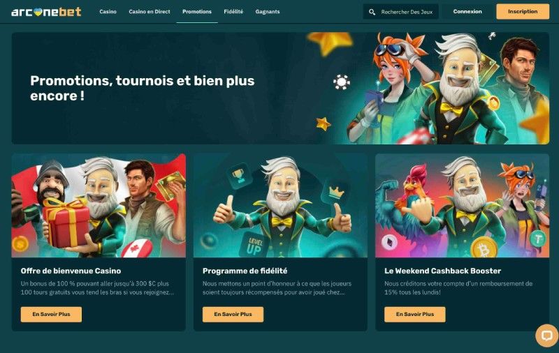 Page de promotion d'Arcanebet