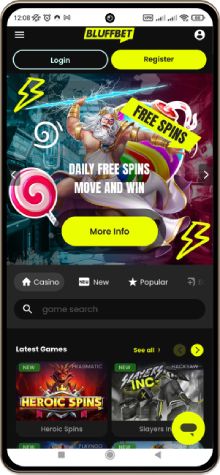 Screenshot of Bluffbet Casino's mobile site