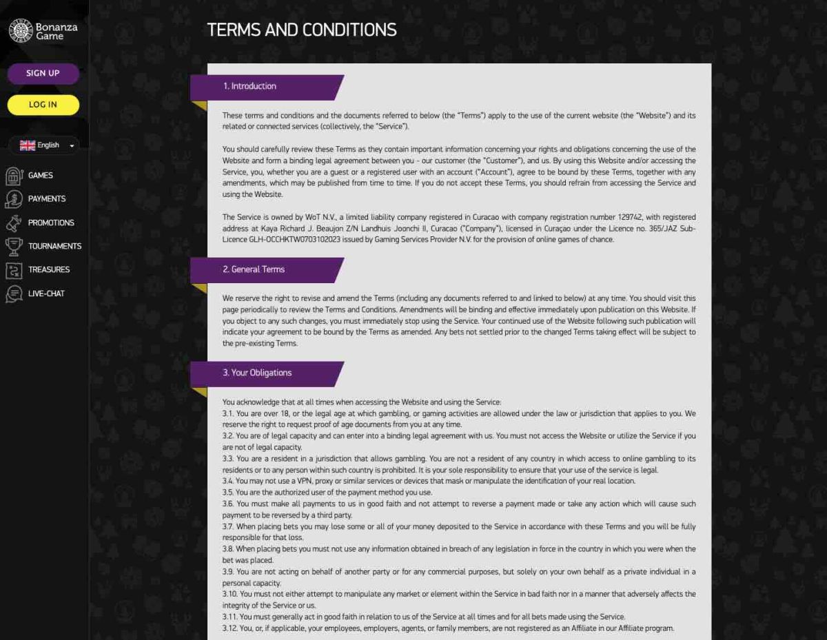 By accepting the terms, the site conveniently presents the T&Cs that require confirmation, making it a helpful way to familiarize yourself with the platform before joining.