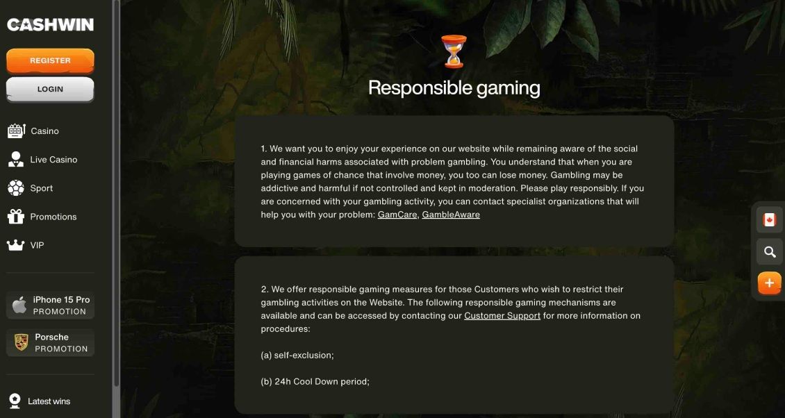 An image related to responsible gaming at Cashwin Casino.