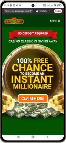 A snapshot of the Casino Classic main page on mobile devices