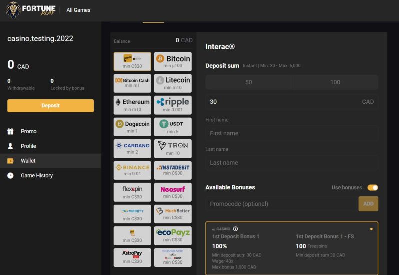 Screenshot illustrating the fourth step of the registration process at FortunePlay Casino