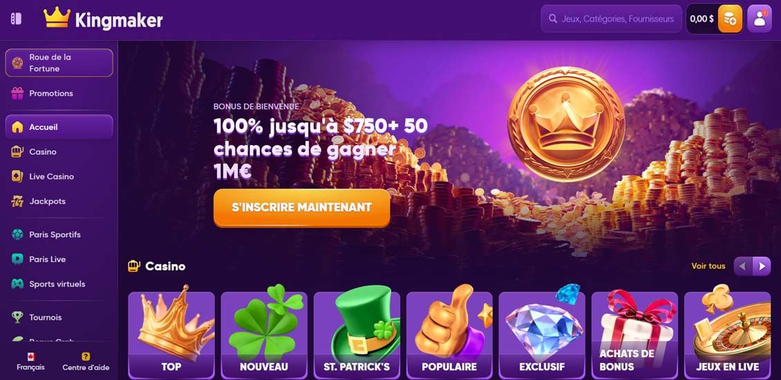 Processus d'inscription au Kingmaker Casino, étape 4