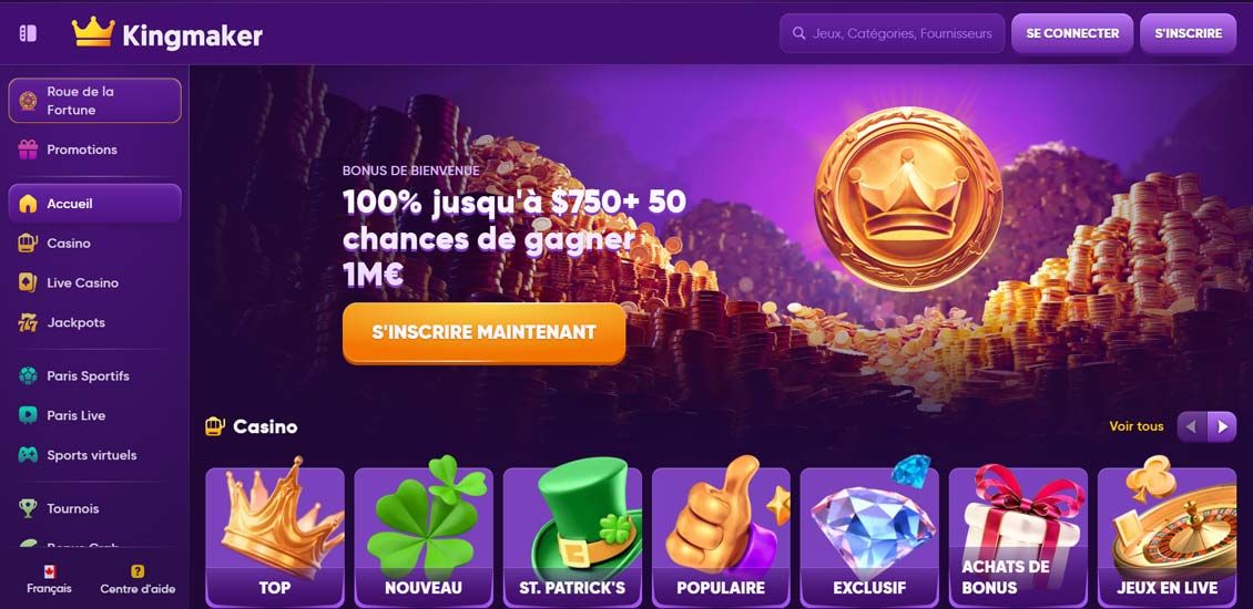 Processus d'inscription au Kingmaker Casino, étape 1