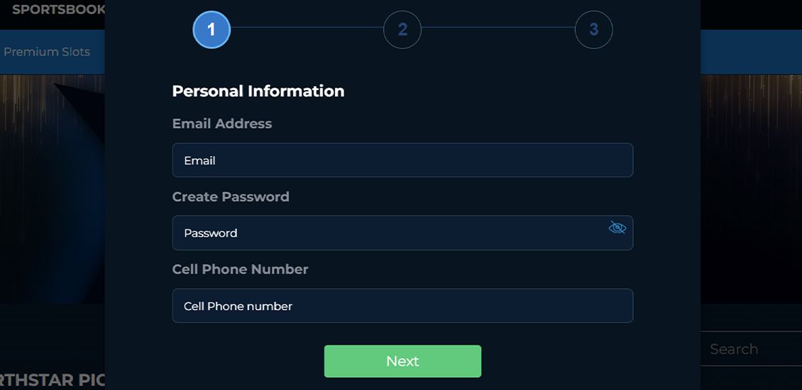 Step 2 of NorthStar Casino's registration process